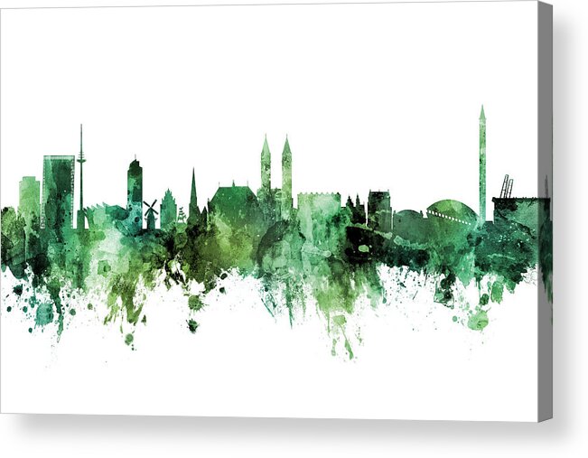Bremen Acrylic Print featuring the digital art Bremen Germany Skyline #38 by Michael Tompsett