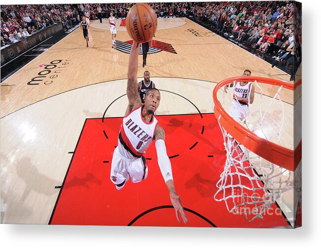 Nba Pro Basketball Acrylic Print featuring the photograph Damian Lillard by Sam Forencich