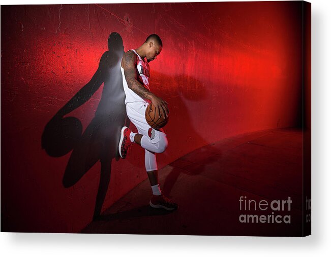 Media Day Acrylic Print featuring the photograph Damian Lillard by Sam Forencich