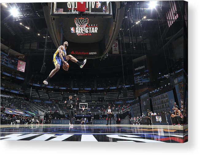 Cassius Stanley Acrylic Print featuring the photograph 2021 NBA All-Star - AT&T Slam Dunk Contest by Nathaniel S. Butler