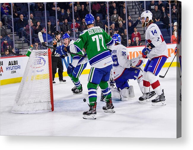 Celebration Acrylic Print featuring the photograph AHL: NOV 25 Utica Comets at Laval Rocket #4 by Icon Sportswire
