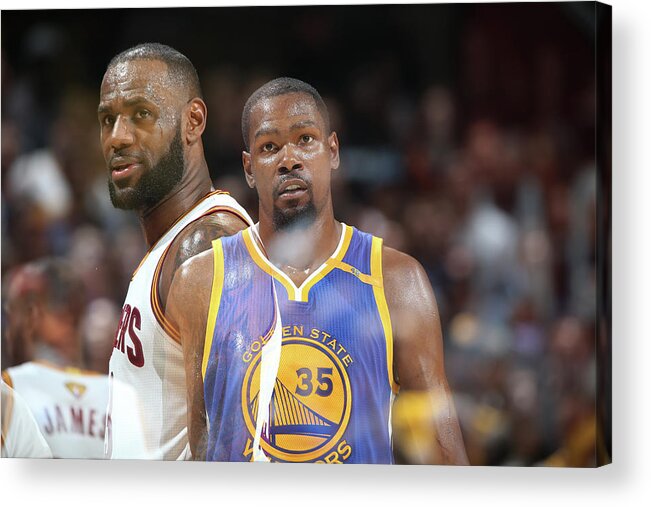 Playoffs Acrylic Print featuring the photograph Kevin Durant and Lebron James by Nathaniel S. Butler