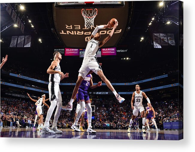 Nba Acrylic Print featuring the photograph San Antonio Spurs v Phoenix Suns #4 by Barry Gossage