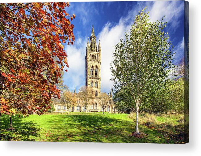 Glasgow Acrylic Print featuring the photograph University of Glasgow #4 by Grant Glendinning