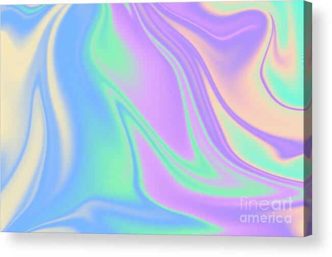 IKONART Holographic Rainbow Pastel Acrylic Pour Painting for