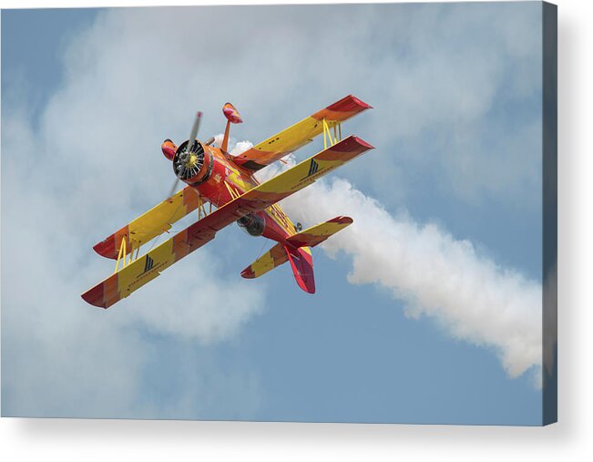 Red Acrylic Print featuring the photograph Red and Yellow Airplane by Carolyn Hutchins