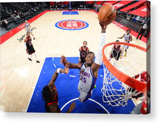 Nba Pro Basketball Acrylic Print featuring the photograph Toronto Raptors v Detroit Pistons by Chris Schwegler