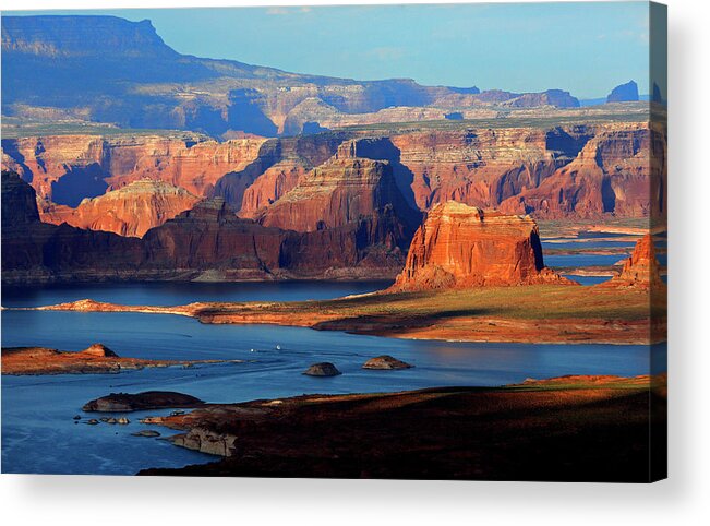 Lake Powell Acrylic Print featuring the photograph Lake Powell Sunset from the Air #7 by Rick Wilking