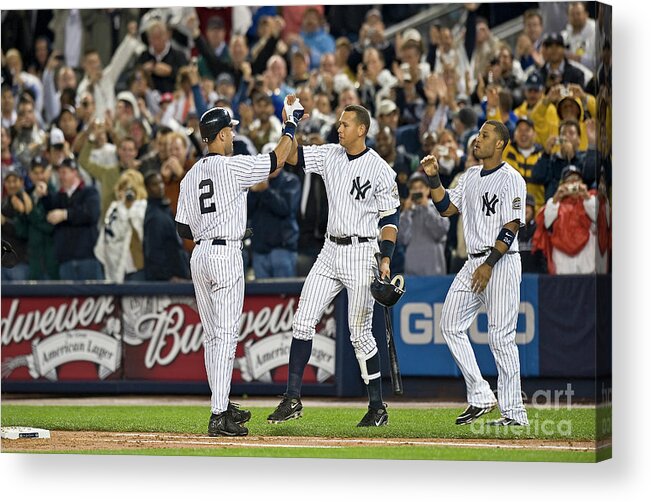 People Acrylic Print featuring the photograph Lou Gehrig and Derek Jeter #7 by Icon Sports Wire