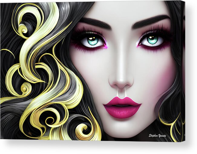 Makeup Acrylic Print featuring the digital art Porcelain Beauty #7 by Stephen Younts