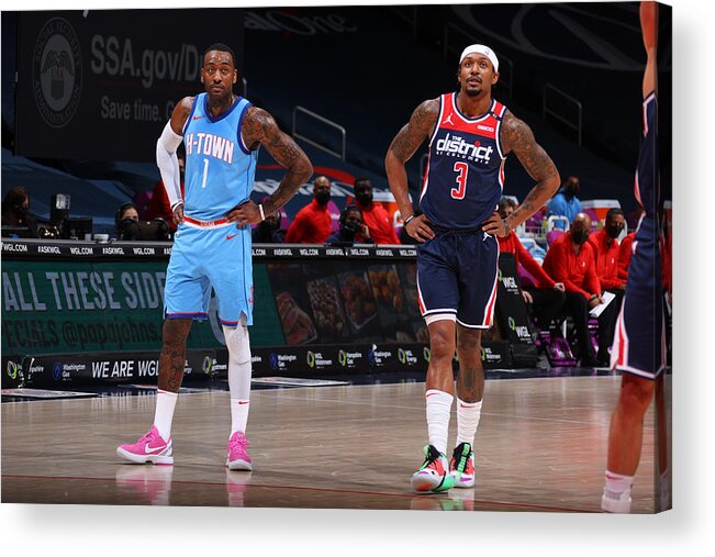 John Wall Acrylic Print featuring the photograph John Wall and Bradley Beal by Ned Dishman