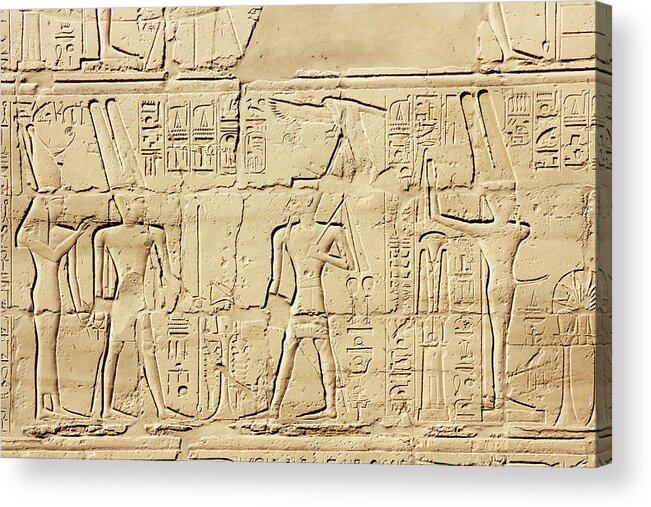 Egypt Acrylic Print featuring the relief Ancient Egypt Images And Hieroglyphics #9 by Mikhail Kokhanchikov