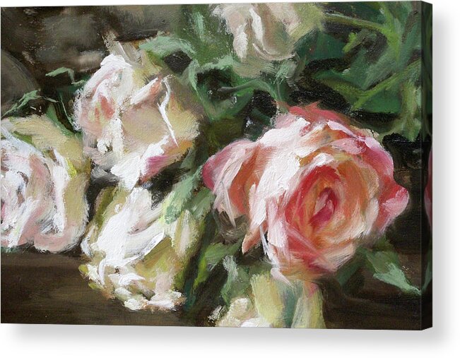  Acrylic Print featuring the painting A Bunch of Roses Detail 2 by Roxanne Dyer