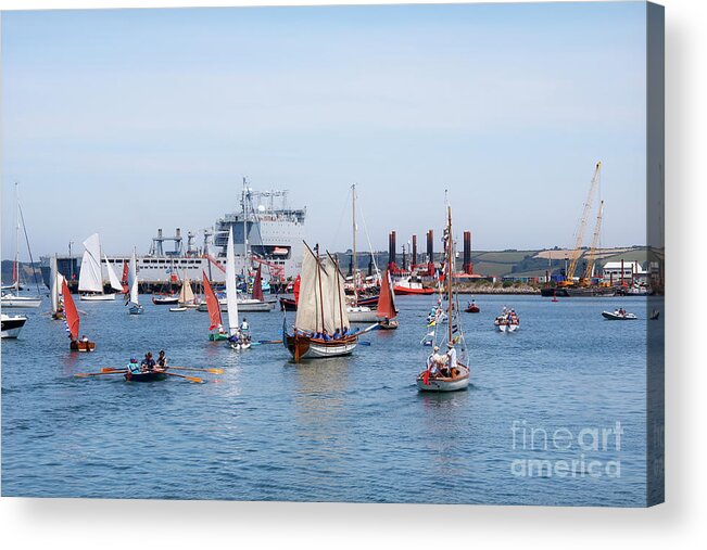 Falmouth Acrylic Print featuring the photograph A Busy Day in Falmouth by Terri Waters