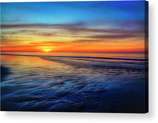 I Remember The Morning I Captured This Particular Sunrise At Footbridge Beach In Ogunquit Acrylic Print featuring the photograph A Glimmer of Hope by Penny Polakoff