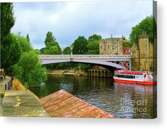 Digital Art Acrylic Print featuring the photograph A picture of a pleasure boat moored on the River Ouse York UK by Pics By Tony