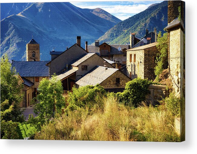 Church Acrylic Print featuring the photograph A view of the population of Durro - 1 by Jordi Carrio Jamila