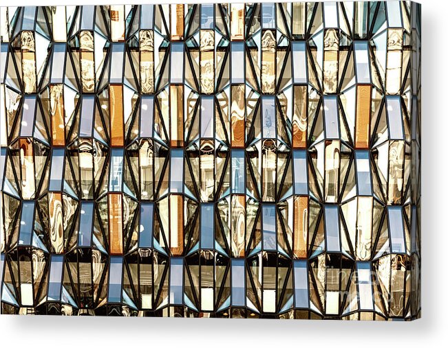 Window Acrylic Print featuring the photograph Abstract architectural detail of geometric panels with steel fra by Jane Rix