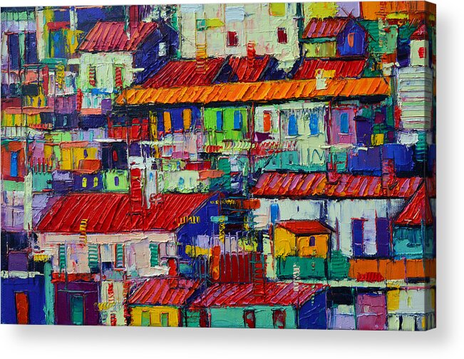 Abstract Acrylic Print featuring the painting ABSTRACT CITY PATTERNS tep 73 textural impasto palette knife oil painting city by Ana Maria Edulescu by Ana Maria Edulescu