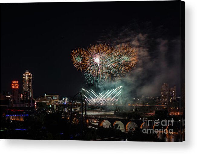 Aquatennial Acrylic Print featuring the photograph Acquatennial Fireworks 3 by Jim Schmidt MN