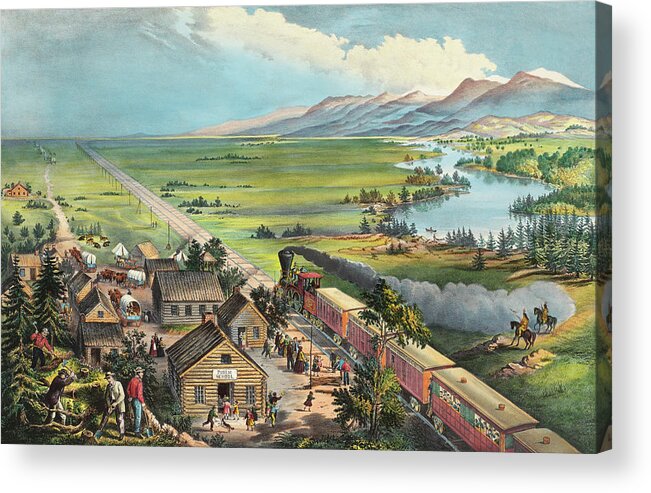 History Acrylic Print featuring the drawing Across the Continent Westward by Currier and Ives