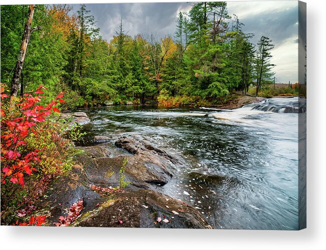 Fall Acrylic Print featuring the photograph Adirondacks Autumn at Bog River Falls 2 by Ron Long Ltd Photography