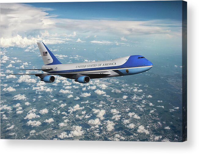 U.s. Air Force Acrylic Print featuring the mixed media Air Force One VC-25A by Erik Simonsen