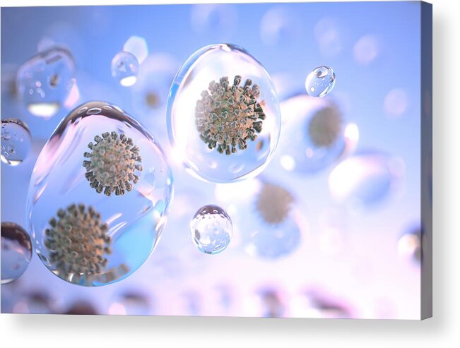 Particle Acrylic Print featuring the photograph Airborne Virus Transmission in Droplets/ Aerosols by Fpm