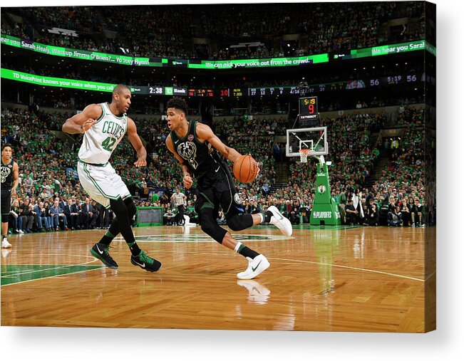 Playoffs Acrylic Print featuring the photograph Al Horford and Giannis Antetokounmpo by Brian Babineau
