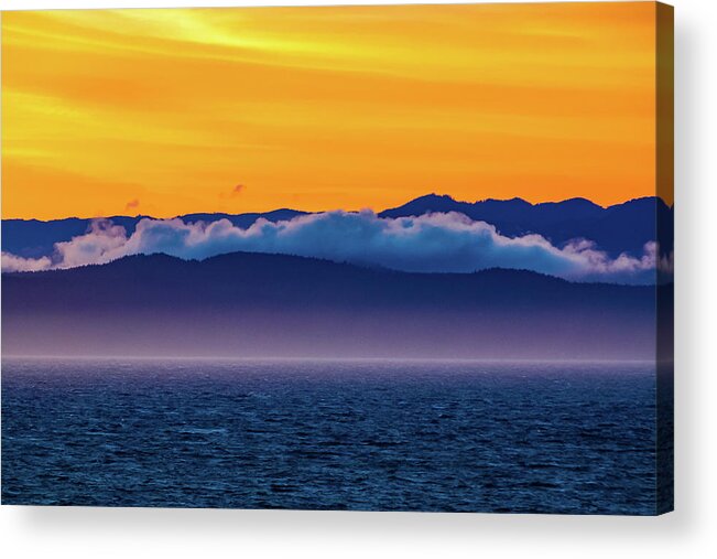 Alaska Acrylic Print featuring the digital art Alaska Inside Passage Sunset by SnapHappy Photos