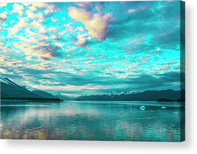 Alaska Acrylic Print featuring the digital art Alaska Sunset Inside Passage by SnapHappy Photos