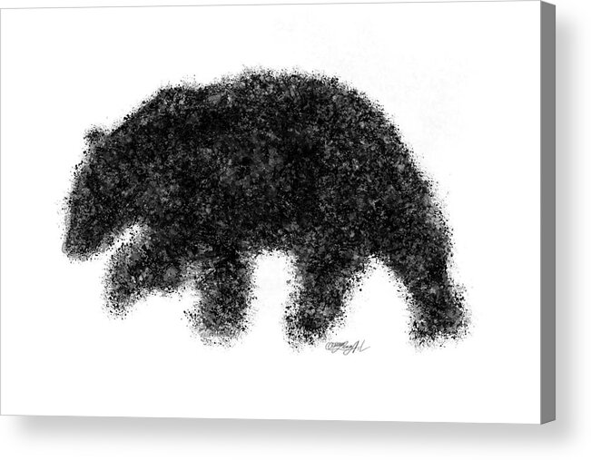 Texture Acrylic Print featuring the mixed media Alaskan brown bear painting in black and white ink splatter in 3x2 ratio by Lena Owens - OLena Art Vibrant Palette Knife and Graphic Design
