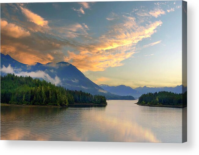 Alaska Acrylic Print featuring the mixed media Alaskan Mountains Summertime Sunset by Pheasant Run Gallery