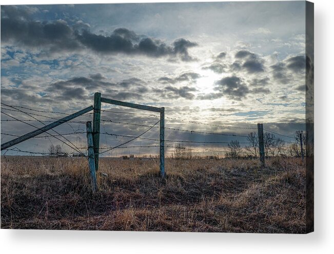 Alberta Acrylic Print featuring the photograph Alberta sky and fence line by Phil And Karen Rispin