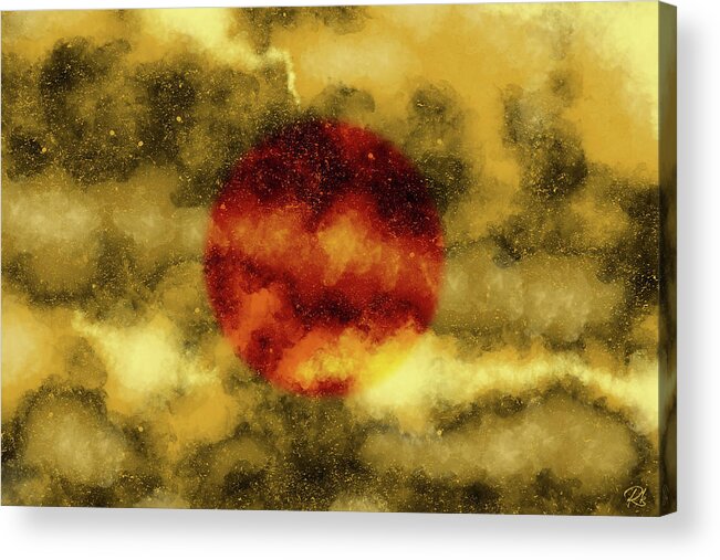 Alchemy Acrylic Print featuring the mixed media Alchemy - Lyrical Abstraction - Abstract Expressionist painting - Yellow, Golden, Orange - Fire by Studio Grafiikka