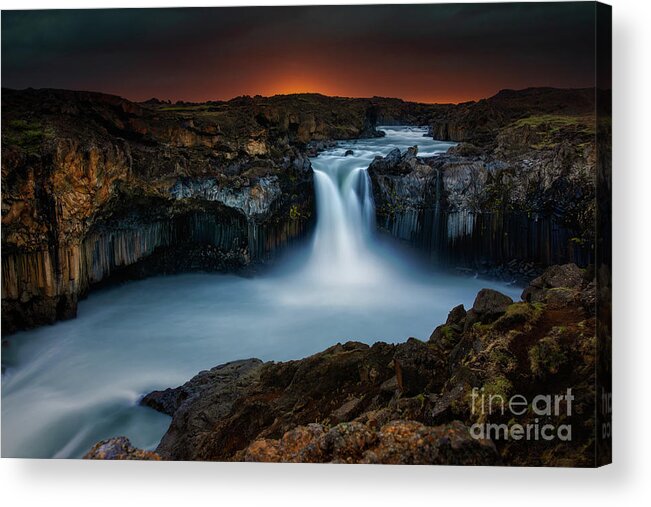 Waterfall Acrylic Print featuring the photograph Aldeyjarfoss Color by Doug Sturgess