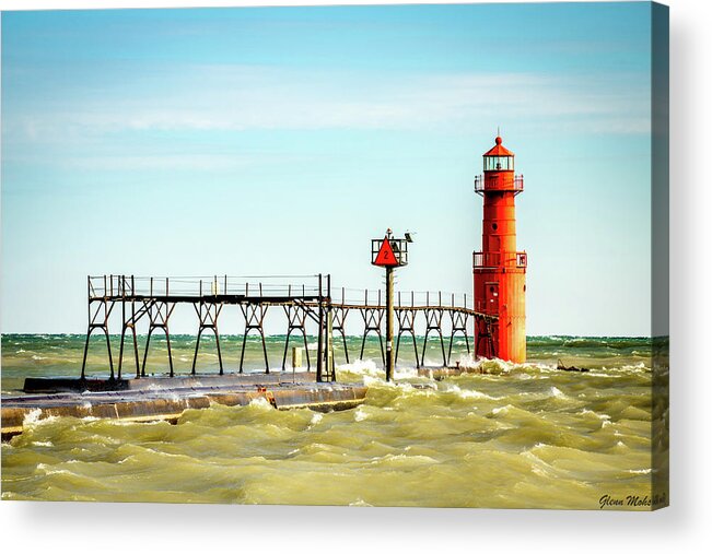 Algoma Acrylic Print featuring the photograph Algoma Lighthouse by GLENN Mohs
