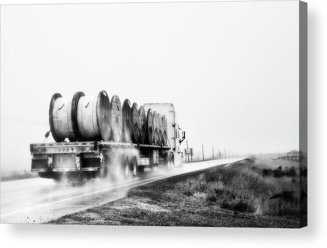 Theresa Tahara Acrylic Print featuring the photograph All Weather Trucker Bw by Theresa Tahara