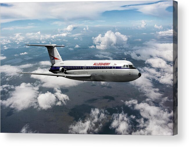 Allegheny Airlines Acrylic Print featuring the mixed media Allegheny Airlines BAC 111 by Erik Simonsen