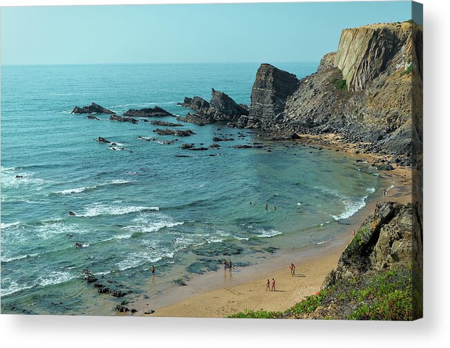 Praia Da Amalia Acrylic Print featuring the photograph Amalia Beach from Cliffs by Angelo DeVal