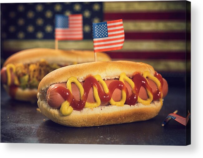 Unhealthy Eating Acrylic Print featuring the photograph American Hotdog for 4th of July by Kajakiki