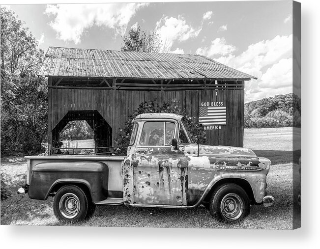 Black Acrylic Print featuring the photograph American Pride Black and White by Debra and Dave Vanderlaan
