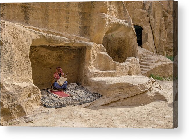 An Old Bedouin Acrylic Print featuring the photograph An old Bedouin in Wadi Rum, Jordan by Dubi Roman