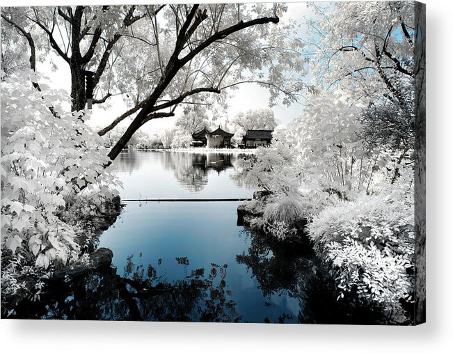 Infrared Acrylic Print featuring the photograph Another Look Asia China - Lake of Wisdom by Philippe HUGONNARD