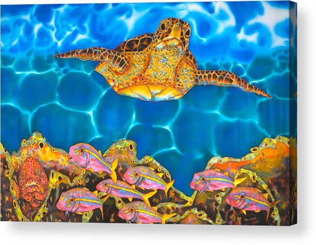  Acrylic Print featuring the painting Anse De La Riviere Doree Sea Turtle by Daniel Jean-Baptiste