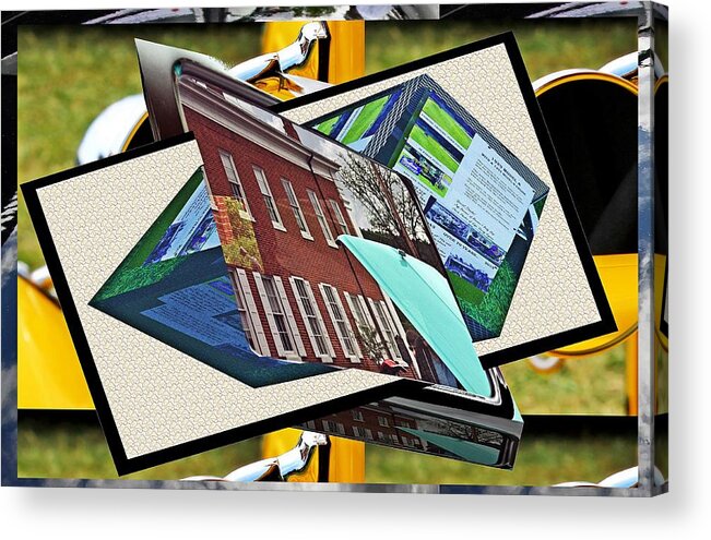 Car Acrylic Print featuring the digital art Antique car window reflection as a 3D box plane by Karl Rose