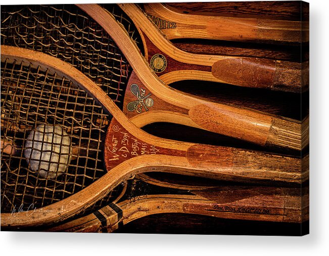 Antique Acrylic Print featuring the photograph Antique Tennis Rackets #2 by William Christiansen