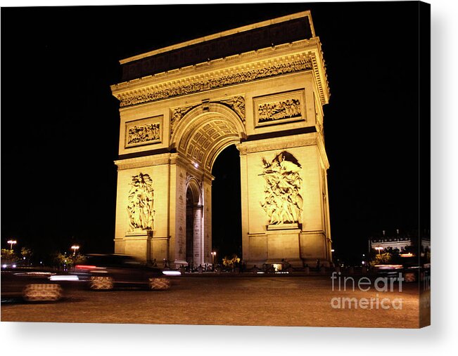 Paris Acrylic Print featuring the photograph Arc de Trimphe by Night by Wilko van de Kamp Fine Photo Art