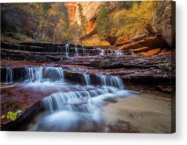Arch Angel Falls Acrylic Print featuring the photograph Arch Angel Falls Zion by Wesley Aston