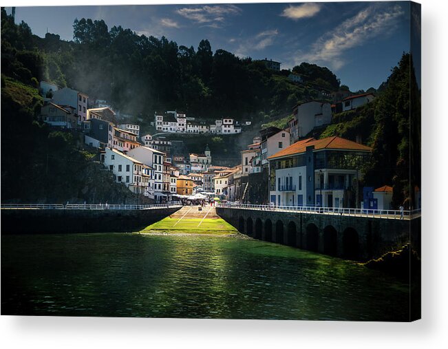 Asturias Acrylic Print featuring the photograph Arriving in Cudillero by Micah Offman